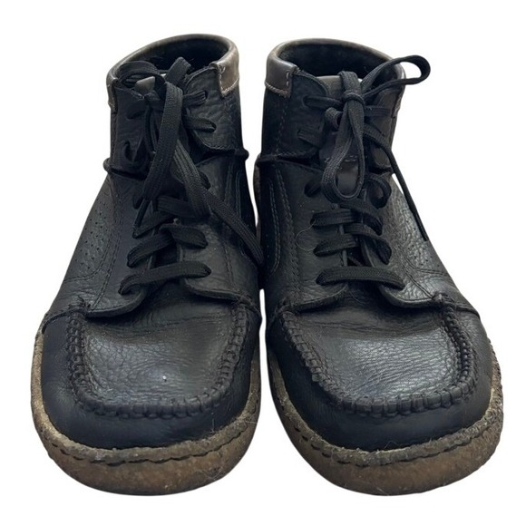 Clarks Original Mocassin Chukka Boot Natural Crepe Sole Sz 9.5 Black Leather - Picture 2 of 9